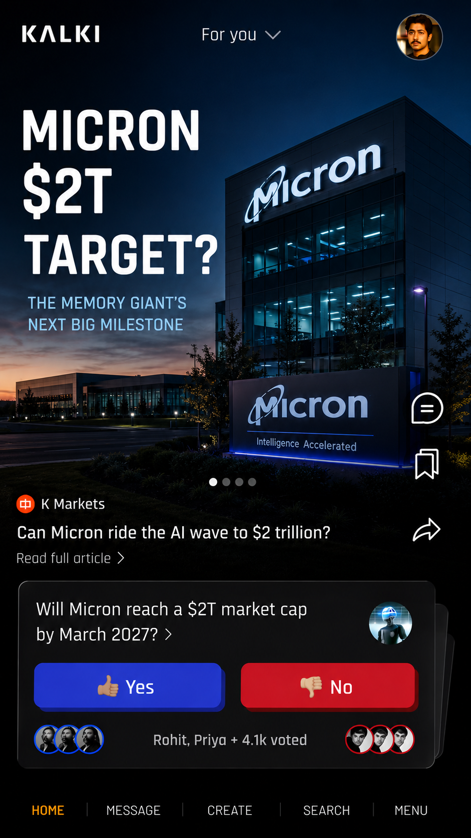 Kalki app — Micron $2T feed