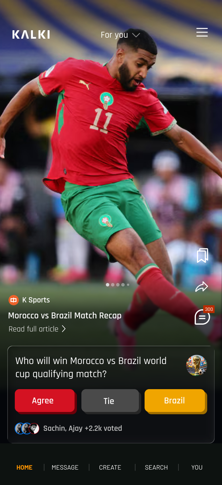 Kalki app — match card